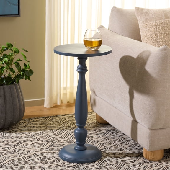 Safavieh Rue Wood Modern Round End Table, Navy Blue