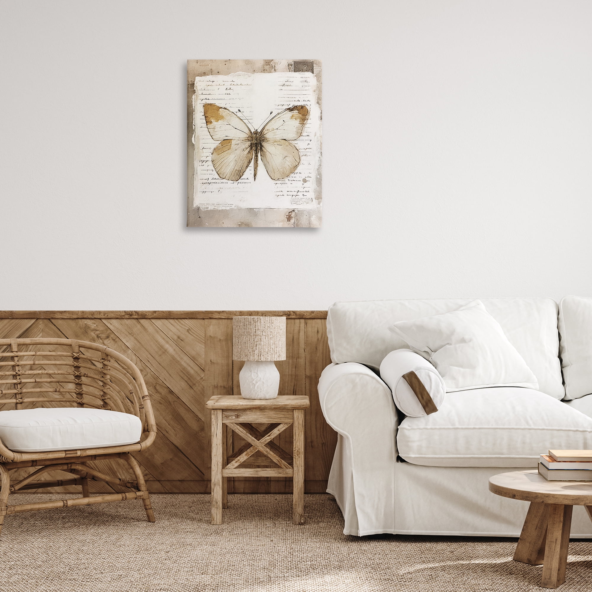 Stupell Industries Rustic Butterfly Collage Animals Painting Wrapped Canvas Art Print Wall Art, 24 x 30