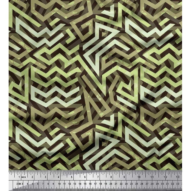 Soimoi Georgette Viscose Fabric Zig Zag Abstract Print Fabric by Yard 42 Inch Wide