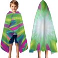 thumbnail image 3 of Colorful Tie Dye Burst Pattern Hooded Bath Towel，60"x35" for Ages 3 To 12 Kids, Quick Dry Lightweight Soft Microfiber Hood Beach Towel Cover Up for Kids, 3 of 7
