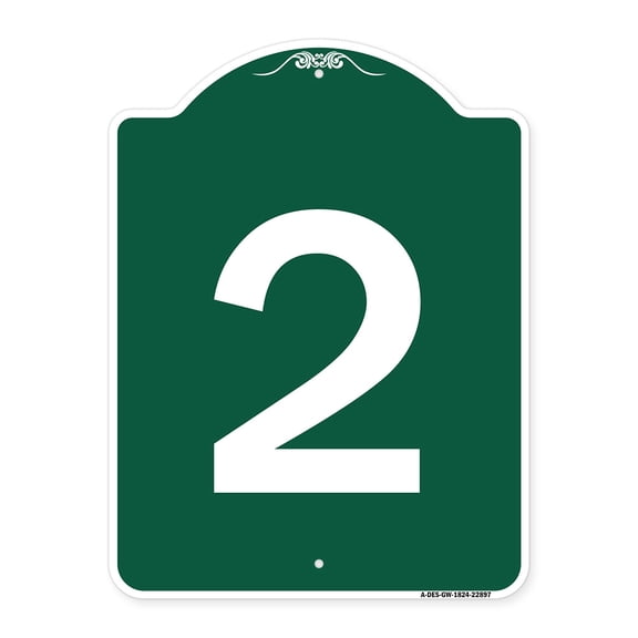 SignMission A-DES-GW-1824-22897 18 x 24 in. Designer Series Sign - Sign with Number 2, Green & White