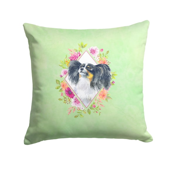 Papillon Green Flowers Fabric Decorative Pillow