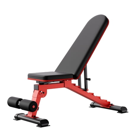TopComfy Adjustable Weight Bench Sit Up Exercise Trainers Multi-Angle Foldable Strength Training Home Gym Full Body Workout Station, Red