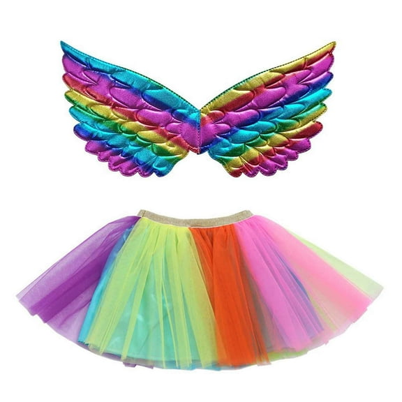 MEZZALL Kids Girls Ballet Skirts Birthday Holiday Party Dance Skirt With Wing Outfits Lovely Toddler Wear