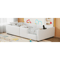 thumbnail image 7 of New Twin Size Upholstered Platform Bed with Guardrail and Charging Station, White, 7 of 7