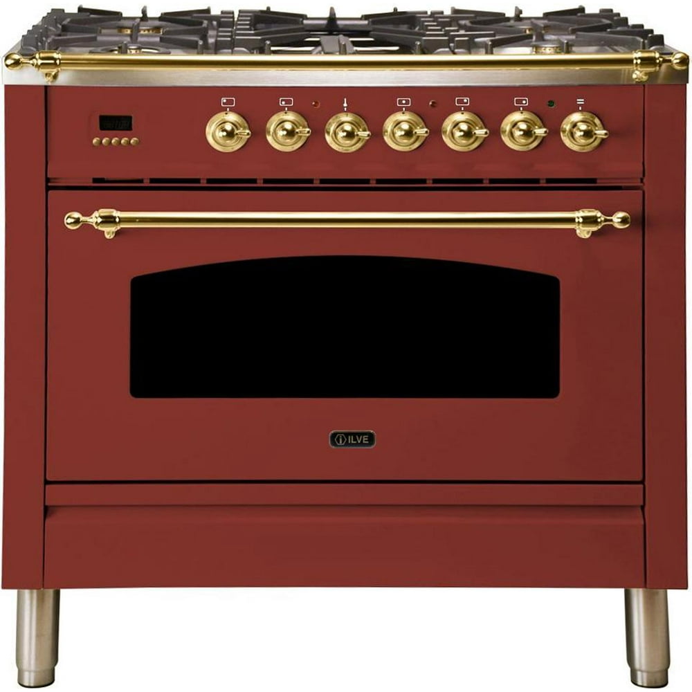 Ilve UPN90FDMPRB Nostalgie Series 36 Inch Dual Fuel Convection