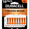 Duracell EasyTab 13 Hearing Aid Batteries, Size 13 - Orange, 16 Pack