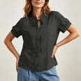 thumbnail image 6 of Hurxie Women's Chiffon Ruffle Sleeve V-Neck Blouse – Lightweight Summer Top for Work or Casual Wear Gray,L, 6 of 8
