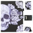 thumbnail image 1 of Universal 10" Tablet Case Flip Painted Leather Folio Stand Cover For iPad 9.7/Samsung Tab A 10.1/Amazon Fire HD 10.1/ iPad 10.2 and More 9.5-10.5 inch Tablet,Skull Flower, 1 of 5