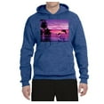 thumbnail image 2 of Wild Bobby, Majestic Dolphins Jumping During Sunset, Animal Lover, Unisex Graphic Hoodie Sweatshirt, Vintage Heather Blue, Medium, 2 of 3
