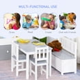 thumbnail image 3 of Qaba 4-Piece Kids Table Set with 2 Wooden Chairs, 1 Storage Bench, and Interesting Modern Design, Gray / White, 3 of 9