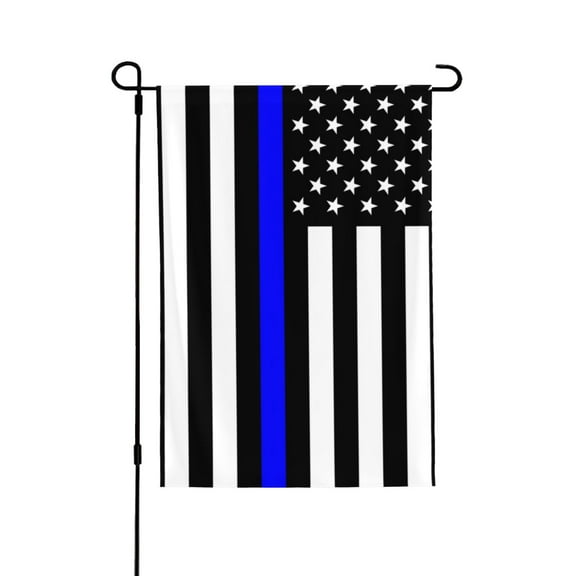 Police Thin Blue Line Flag Garden Flag 28x40 Double Sided Large Stained House Yard Flag For Outside Porch Lawn Decor