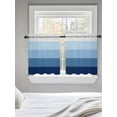 thumbnail image 5 of Blue Ombre Tier Curtains 24 Inch Length,Sheer Curtains for Bedroom Living Room Window Modern Abstract Art Farmhouse Striped Rod Pocket Drapes Kitchen Curtains Small Half Window 27.5"x24" 2 Panels, 5 of 6