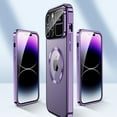 thumbnail image 4 of Dteck Case for iPhone 15,Luxury Metal Case Built-in Anti Peep Tempered Glass Privacy Screen Protector Full Body Protective Compatible Mag Safe Cover,Purple, 4 of 7