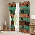 thumbnail image 3 of Homewish Rustic Farmhouse Lodge Kitchen Curtains,Retro Dog Paw Print Black Out Curtains Pack of 2 (42x63 Each),Brown Green, 3 of 6