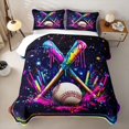 thumbnail image 2 of Homewish Neon Frame Baseball Quilt King, Cute Sport King Coverlet Set for Girls and Boys, 3pcs, 1 Comforter and 2 Pillowcases, 2 of 7