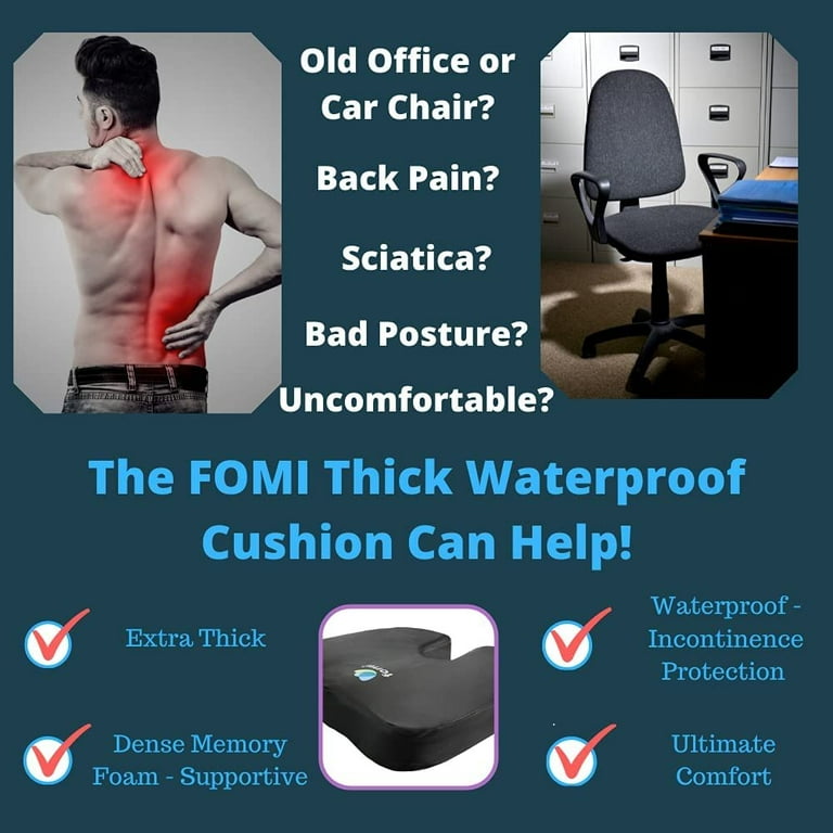 Extra thick coccyx orthopedic memory foam seat cushion by fomi care deals