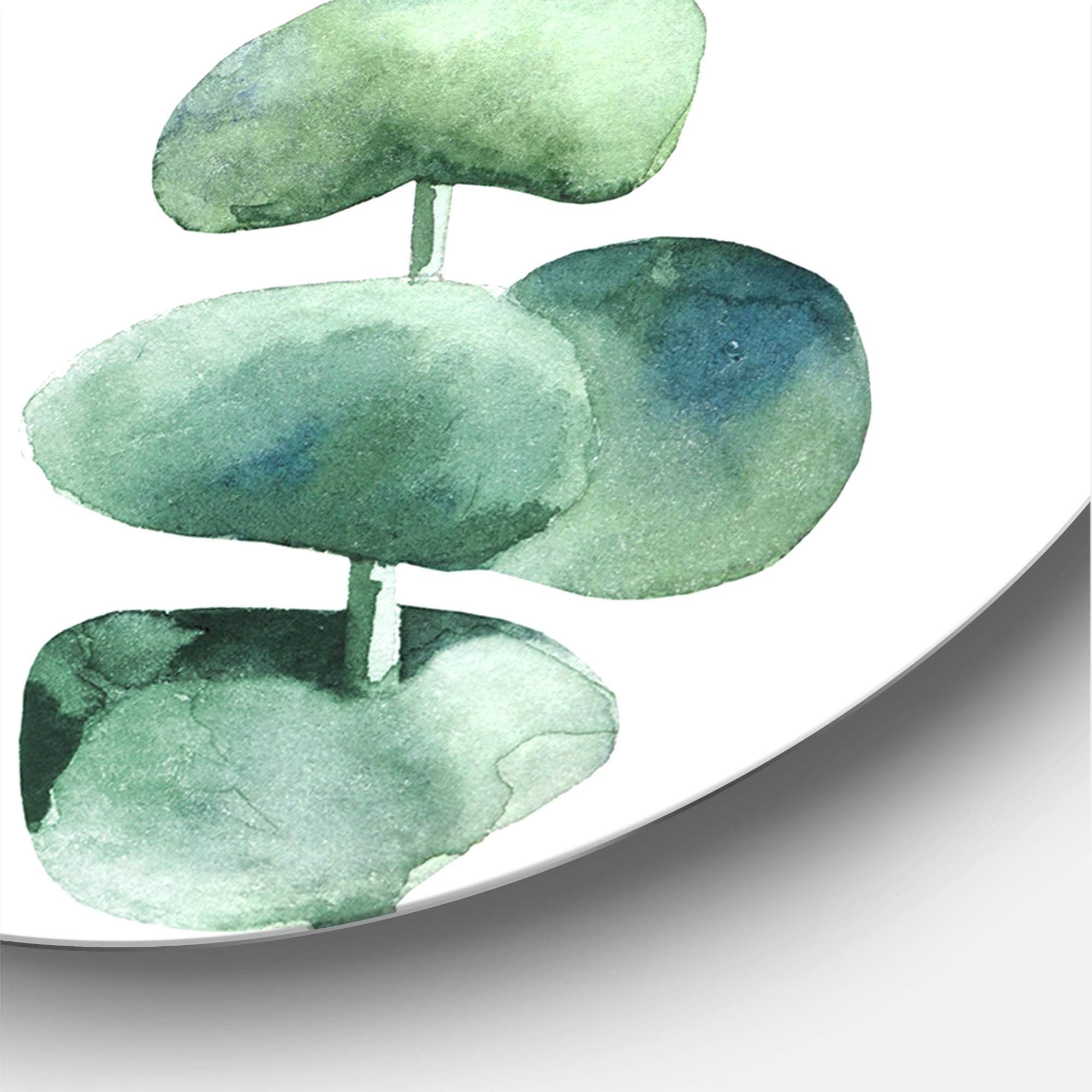 Designart 'Green Eucalyptus Branch' Tropical Circle Metal Wall Art 36x36 - Disc of 36