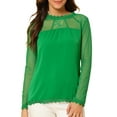 thumbnail image 1 of INSPIRE CHIC Blouses Décontractées pour Femmes à Col Rond en Dentelle Florale à Manches Longues en Chiffon, 1 of 5