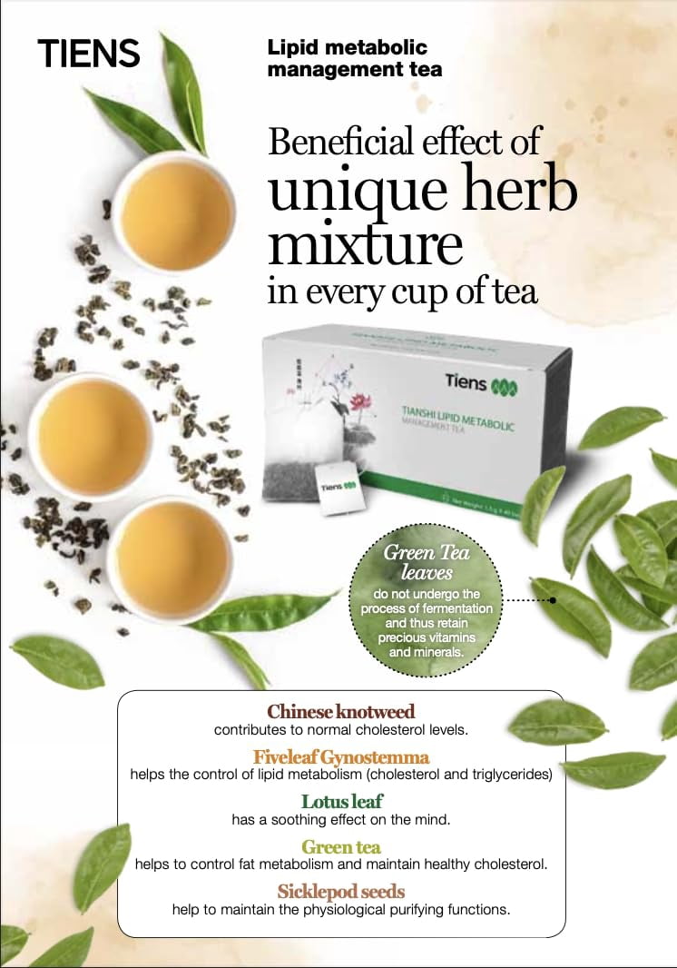 TIENS Lipid Metabolic Management Tea, 40 Bags – Herbal Metabolism Support