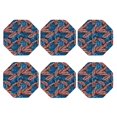 thumbnail image 2 of Pofeuu Tropical Leaves Print Leather Coasters Set of 6, Round Cups Mugs Mat Pad for Home Kitchen Heat Resistant Drink Coasters,Octagon, 2 of 7