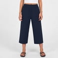 thumbnail image 4 of FRSASU Capris for Women Casual Summer Loose Comfy Elastic Waist Wide Leg Capri Pants with Pockets Navy, 4 of 8
