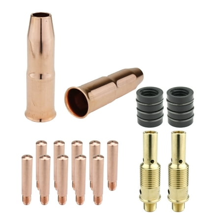 

MIG Gun Consumables Kit - Compatible with Lincoln/Magnum 300 & 400 and Tweco #3 & #4 - 52FN Diffuser - 34A Insulator - Heavy-Duty Tip: 0.023 - 24A Nozzle: 1/2