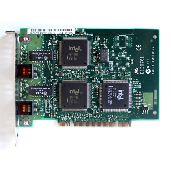 Intel 711269-006 A43584-001 Dual Ethernet 10/100Mbps PCI Network Card, EJMNPDOHIO, 703875-004