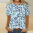 thumbnail image 1 of Puntoco Liquidación de blusas cortas para mujer, blusa informal de manga corta con cuello redondo y estampado para mujer, 1 of 4