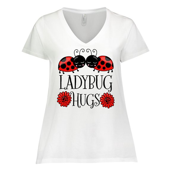 Inktastic Ladybug Hugs Cute Pair of Ladybugs Women's Plus Size V-Neck T-Shirt