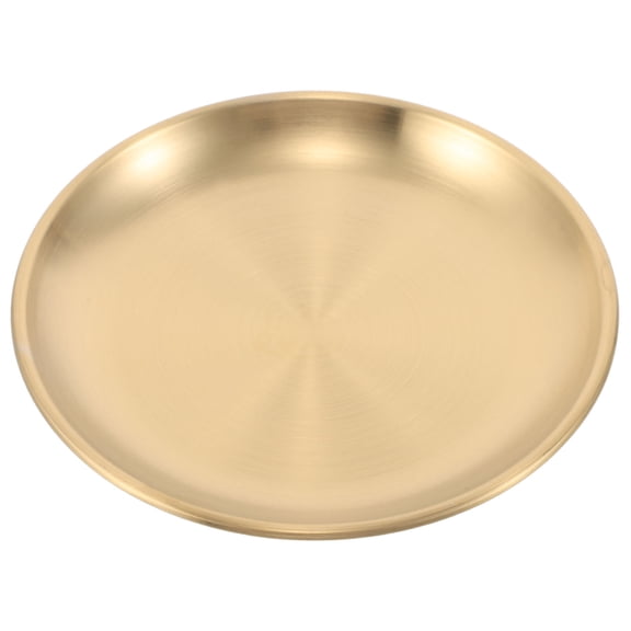 OULII Reusable Gold Stainless Steel Round Dinner Plate for Barbecue Fruits and Snack Serving