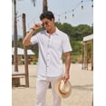 thumbnail image 2 of COOFANDY Mens Linen Short Sleeve Button Down Shirts Cotton Textured Casual Summer Collared Shirts for Men Beach Vacation Clothing, 2 of 6