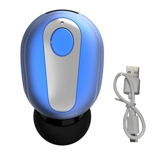 Sidaley Auricular compatible con Bluetooth 5,0, Mini auricular en la oreja, manos libres inalámbrico, auricular de un solo oído con micrófono para Cables de audio/vídeo Azul