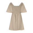 thumbnail image 5 of Fartey Dresses for Women 2025 Spring Summer Deep V Neck Knee Length Dress Elegant Bow tie Mini Dresses Fashion Casual A-Line Cocktail Dress Khaki S-2XL, 5 of 7