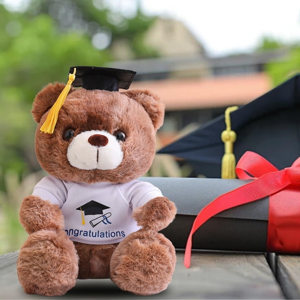 Adornos de decoración, oso de peluche con motivo de graduación, regalo de graduación, oso de peluche de poliéster conmemorativo para ella y él, para niños de la escuela secundaria y la universidad.