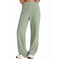 thumbnail image 2 of Womens High Waist Button Stretchy Pants Straight Leg Office Dress Pant Casual Trousers with Pocket Bean Green XXXL, 2 of 8