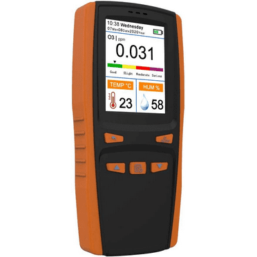 Multifunctional Air Quality Monitor, Intelligent O3 Ozone Detector Analyzer, Portable Handheld Outdoor Indoor Air Quality Meter Temperature Humidity Gauge Real-time Rechargeable with LCD Screen