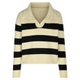 thumbnail image 7 of Women's Striped Sweaters Contrast Knitted Loose V-Neck Casual Long Sleeve, 7 of 7
