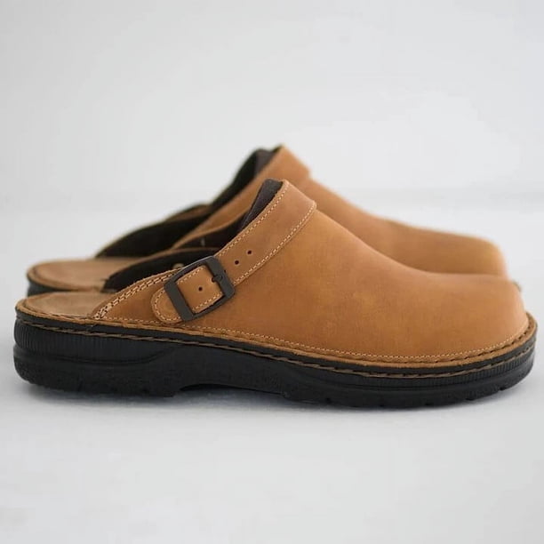 Sandalias y zapatillas de hombre de talla grande, informales, de una sola capa, con cuña plana, punta cuadrada grande, boca baja y vacía