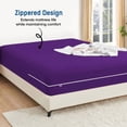 thumbnail image 2 of King Size Zippered Closure Fitted Sheet (76" x 80"), 1-Piece Bottom Sheet, 800 Thread Count 100% Egyptian Cotton, Fits Up to 15" Deep Mattress, Color Purple Solid, 2 of 6