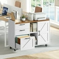 thumbnail image 3 of HOOBRO Farmhouse Lateral File Cabinet with 3 Drawers, Door & Charging Station, White, 3 of 9