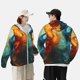 thumbnail image 4 of Fotbe Red And Blue Fire Peacock Chaqueta con Protección Solar UPF 50+ para Hombre y Mujer, Camisa con Capucha y Bolsillos-Medium, 4 of 7