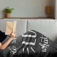 thumbnail image 3 of Love What You Do Soft Flannel Fleece Blanket, Hand Lettering Typography Composition with Dots and Stripes, Cozy Plush for Indoor and Outdoor Use, 50" x 60", Charcoal Grey and White, by Ambesonne, 3 of 5