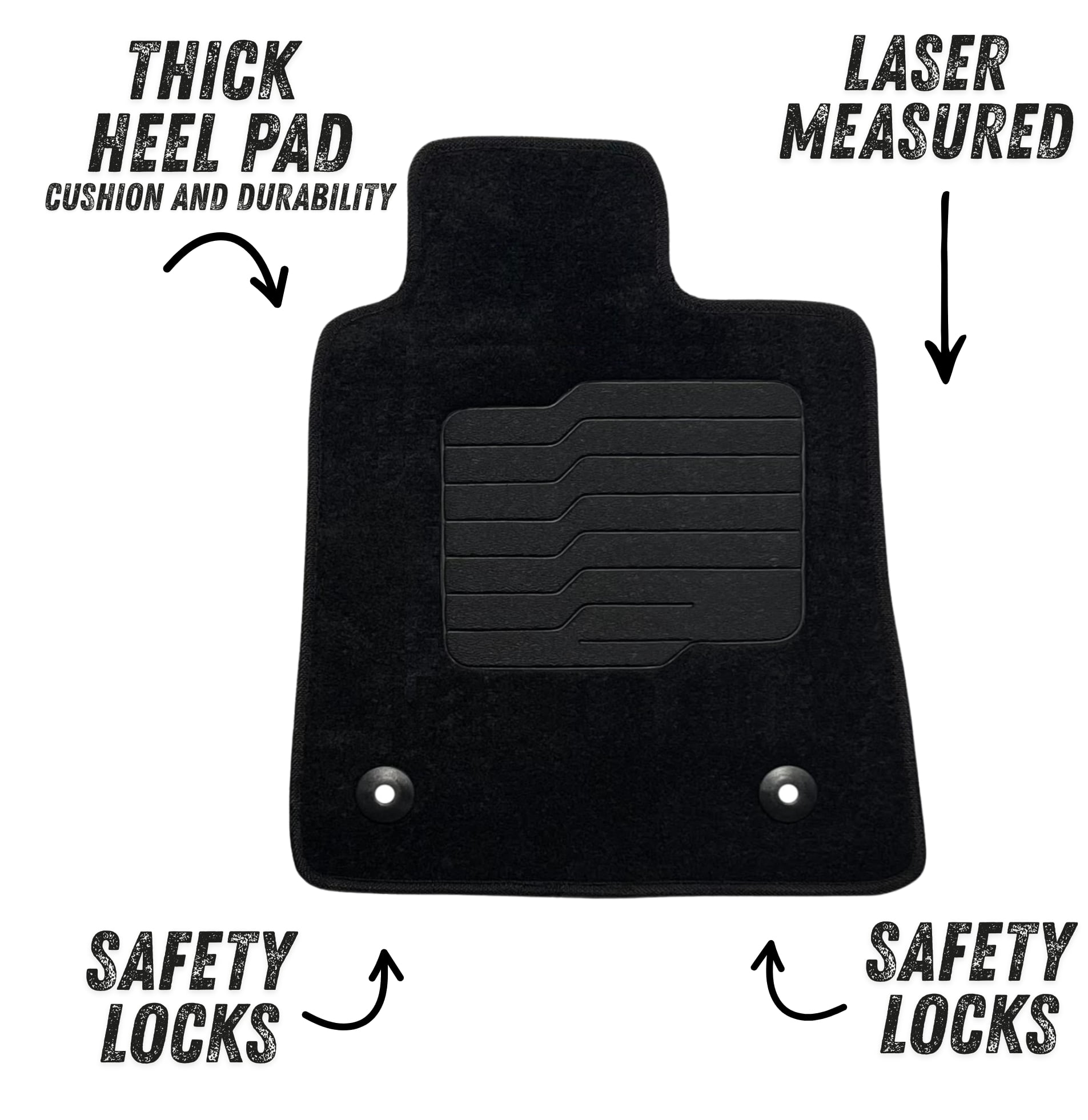 Carpet Floor Mats for 2016 to 2025 Chevrolet Camaro with Driver Heel Pad, Front and Rear, Black - ecoMats