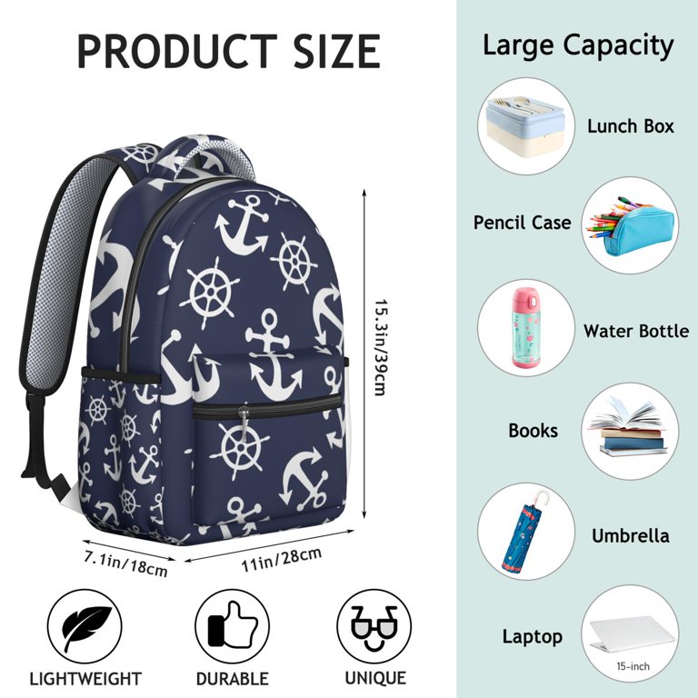 Large capacity backpack with sails Coastal Sailing Student Backpack Durable Waterproof School  main image 2