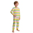 thumbnail image 4 of Bainana Spring Outfit Set For Girls Boys Child Striped Print Long Sleeve Crew Neck Top And Pants Homewear Comfortable Breathable Little Kids Nightwear Set Light Yellow Size 6-7 Years, 4 of 4