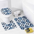 thumbnail image 4 of 4 Piece Shower Curtain Sets Bathroom Decor Set with Non-Slip Rugs Toilet Lid Cover And Bath Mat Blue And White Squares Waterproof Shower Curtain Abstract Checkered Design for Bathroom Decor, 4 of 8