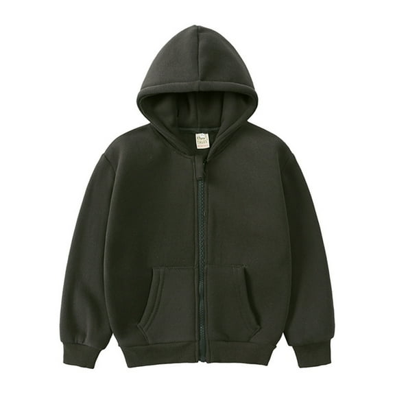 GYRATEDREAM Boys Girls Hoodies Hooded Sweatshirts Solid Fleece Zip-Up Classic Full Zipper Top Plush Cotton Jacket for 1-10Y
