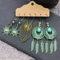 thumbnail image 1 of Pendientes para mujer, regalos para mujer, estilo étnico, huecos, tejido femenino, red de ensueño, juego de pendientes de cuentas de madera, pendientes de aleación, 1 of 3