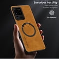 thumbnail image 3 of for Samsung Galaxy S20 Ultra PU Leather Case, Vintage Compatible with MagSafe and Wireless Charging Slim Fit-Drop Scratch Resistant Support Magnetic Car Mount Case Cover for Galaxy S20 Ultra, Brown, 3 of 9